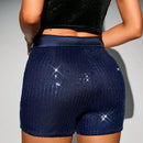 Glamour Shorts de cintura doblada con lentejuelas