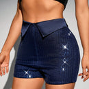 Glamour Shorts de cintura doblada con lentejuelas