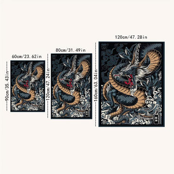 Tapete de suelo antideslizante con diseño de dragón, adecuado para puertas y decoración de sala de estar, disponible en tres tamaños.