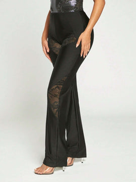 Unity Pantalones De Encaje De Contraste, Atuendo De Nochevieja, Atuendo De Fiesta, Atuendo Sexy, Trajes Sexis Para Club