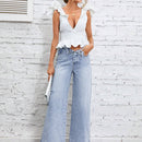 Essnce Jeans unicolor de pierna ancha