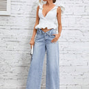 Essnce Jeans unicolor de pierna ancha