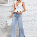 Essnce Jeans unicolor de pierna ancha