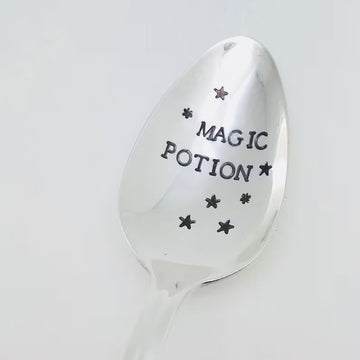 1 pza., Cuchara de acero inoxidable plateada, Cuchara de poción mágica, Cuchara divertida estampada a mano, Cuchara de café, Cuchara de postre, Cuchara de pastel, Cuchara de helado, Cuchara para revolver, Regalo para amigo, Regalo de Halloween, Decoració