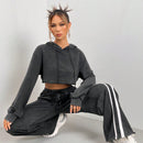 Ezwear capucha crop de hombros caidos con cordon