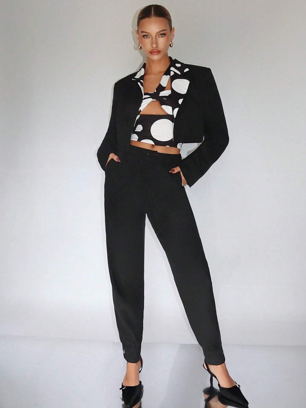 Neu Pantalones con fruncido con boton bajo
