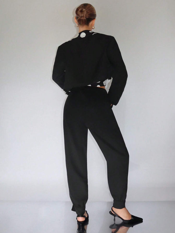Neu Pantalones con fruncido con boton bajo