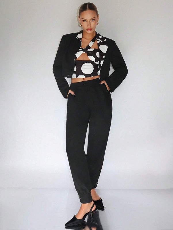 Neu Pantalones con fruncido con boton bajo