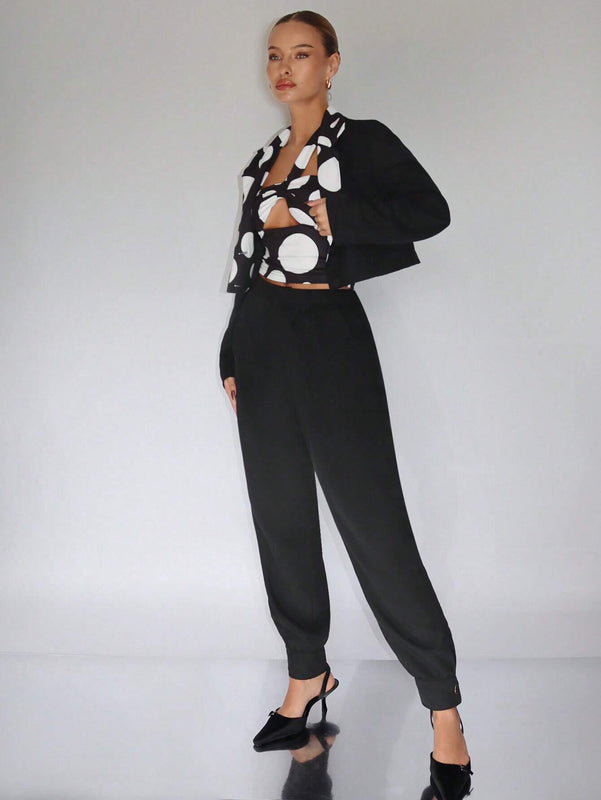 Neu Pantalones con fruncido con boton bajo