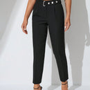 Pantalones zanahoria con bolsillo oblicuo liso