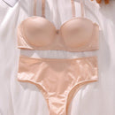Conjunto de lenceria unicolor con aro