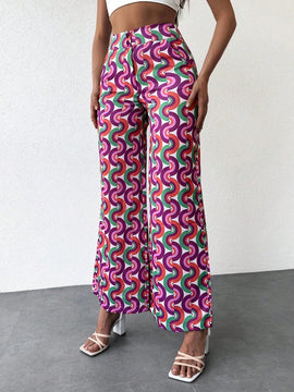 Pantalones de pierna ancha con estampado