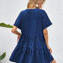 VCAY Vestido smock manga enrollada bajo con fruncido