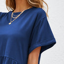 VCAY Vestido smock manga enrollada bajo con fruncido
