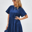 VCAY Vestido smock manga enrollada bajo con fruncido