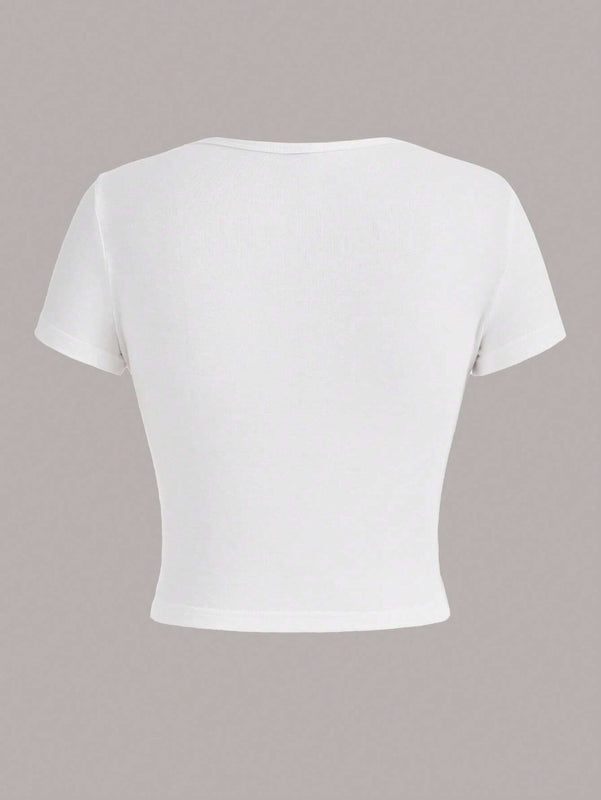 ICON Camiseta crop con estampado de figura