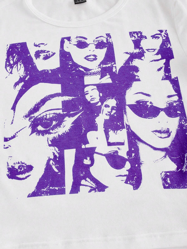 ICON Camiseta crop con estampado de figura