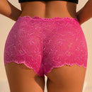5 piezas Boyshorts con encaje floral ribete en abanico