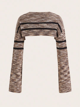 EZwear Jersey de space dye de hombros caidos super crop sin top de tirantes