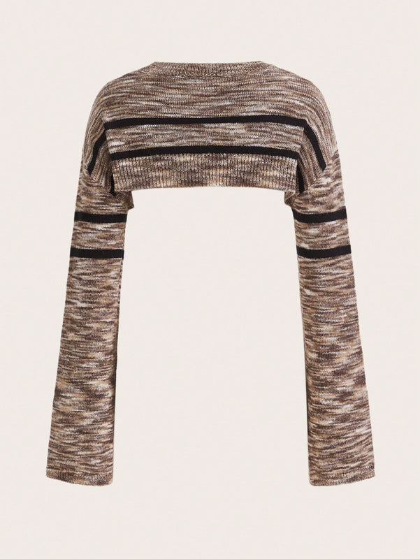 EZwear Jersey de space dye de hombros caidos super crop sin top de tirantes