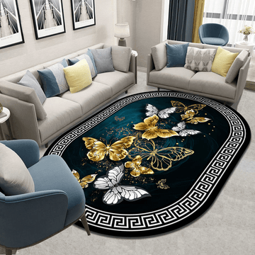 1pc Alfombra de estilo chino antideslizante y lavable, decoración de salón de lujo ligero Alfombra grande de área, poliéster 100.00% Hecha a máquina con respaldo de vinilo Pila baja Uso interior