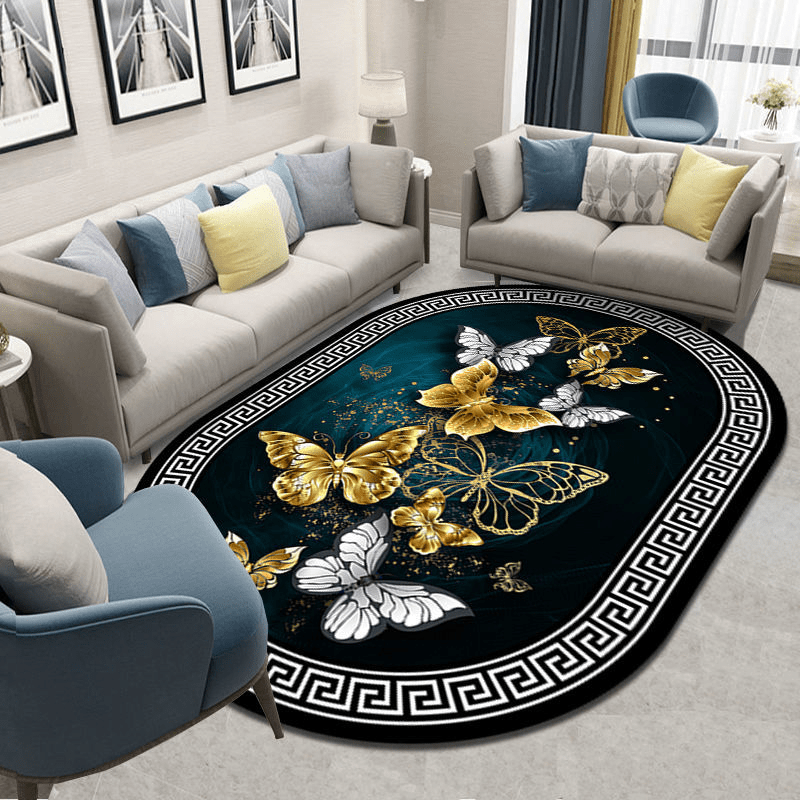 1pc Alfombra de estilo chino antideslizante y lavable, decoración de salón de lujo ligero Alfombra grande de área, poliéster 100.00% Hecha a máquina con respaldo de vinilo Pila baja Uso interior