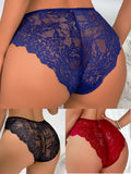 3 Piezas De Bragas Sexys De Encaje Para Mujer