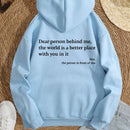Ezwear capucha con estampado de slogan con bolsillo de canguro con cordon con forro termico