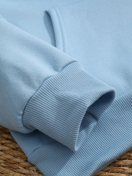 Ezwear capucha con estampado de slogan con bolsillo de canguro con cordon con forro termico