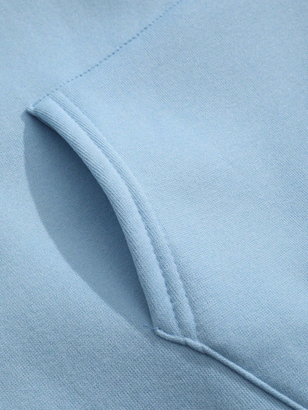 Ezwear capucha con estampado de slogan con bolsillo de canguro con cordon con forro termico