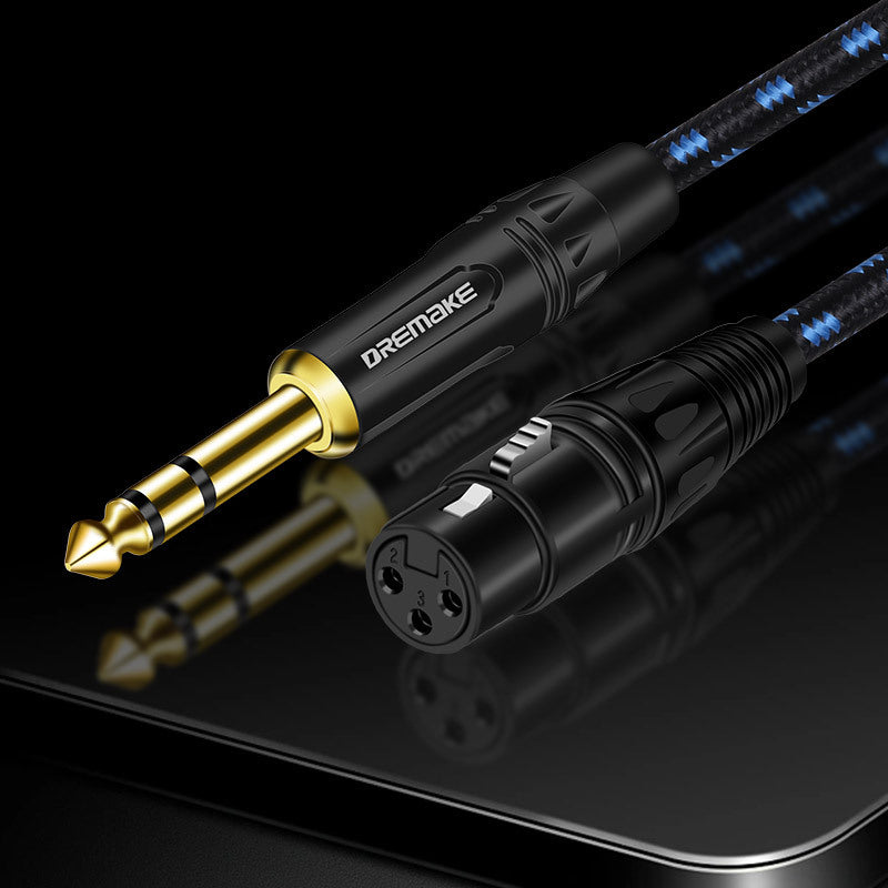Cable de Audio Balanceado DREMAKE Premium de XLR a 1/4" - Bañado en Oro, Interconexión de Señal Sin Ruido para Micrófonos, Amplificadores y Más - Disponible en Múltiples Longitudes