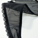 Mujeres tanga sexy y comodo semitransparente con impresion de corazon y eslogan, adecuado para citas diarias.