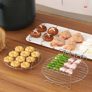Accesorios para rejilla de freidora de aire Parrilla Filtro de aceite Rejilla de doble capa Rejilla para brochetas de barbacoa Parrilla de cocina de acero inoxidable Eid Al-Adha Mubarak