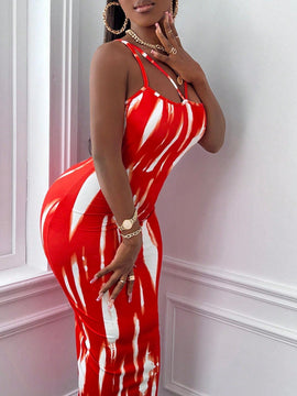 Slayr Vestido ajustado con estampado de pincelada