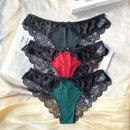 3 paquetes Ropa Interior Breve Con Lazo De Encaje De Contraste En La Parte Delantera