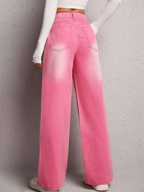 PETITE Jeans con corazon cinta lateral de pierna ancha