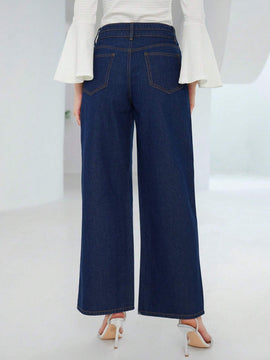 Prive Jeans con diseno de diamante de imitacion de pierna ancha