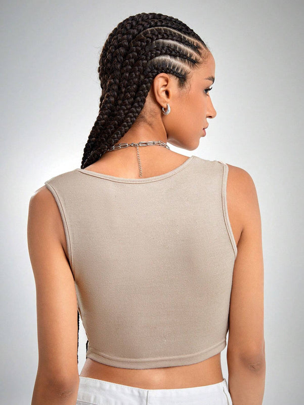 Top tank de cuello cuadrado fruncido