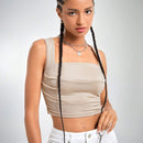 Top tank de cuello cuadrado fruncido