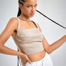 Top tank de cuello cuadrado fruncido