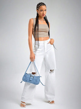 Top tank de cuello cuadrado fruncido