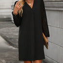 Vestido unicolor escote V de manga farol