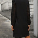 Vestido unicolor escote V de manga farol