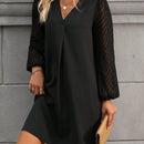 Vestido unicolor escote V de manga farol