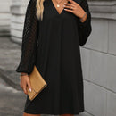 Vestido unicolor escote V de manga farol