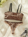Set de lenceria bandeau con estampado de leopardo