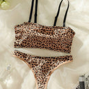 Set de lenceria bandeau con estampado de leopardo