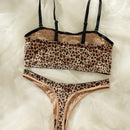 Set de lenceria bandeau con estampado de leopardo