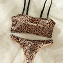 Set de lenceria bandeau con estampado de leopardo