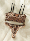 Set de lenceria bandeau con estampado de leopardo